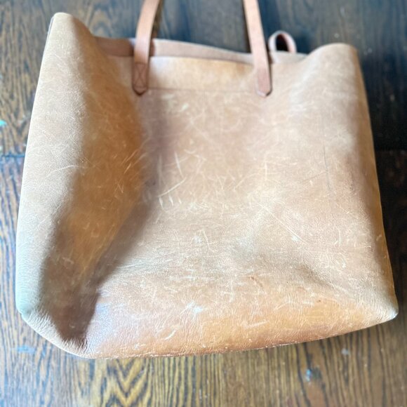Madewell Distressed Transport Tote Bag Brown Leather - Picture 4 of 9